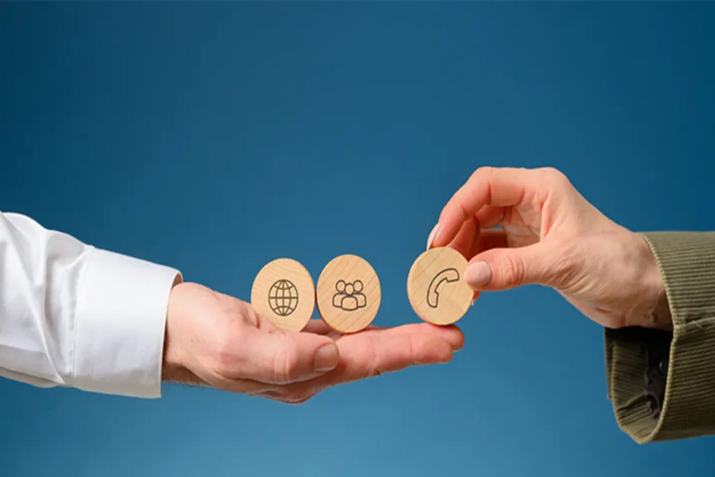 Captação de leads, geração de leads, contato com o cliente, vendas, marketing digital, ícones de contato, prospecção de clientes